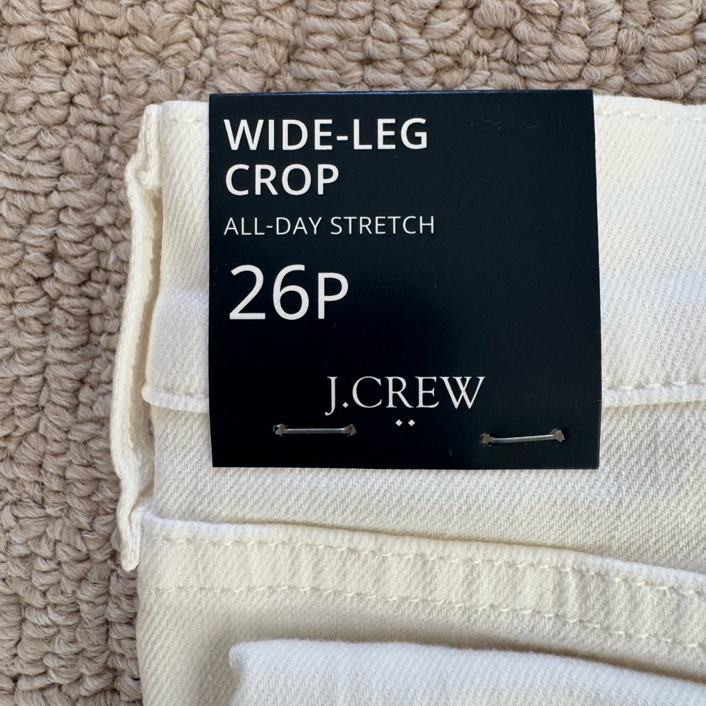 NWT! J. Crew Wide-Leg Crop Pants, white, 26P